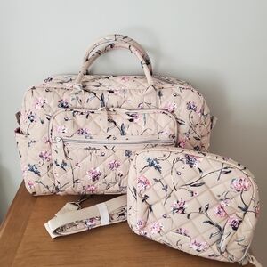 Vera Bradley Weekender Travel Twill Bag Set Strawflowers NWT